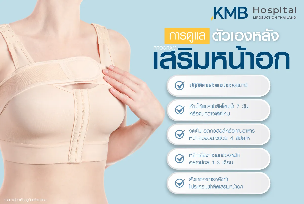 การดูแลตัวเองหลังเสริมหน้าอก