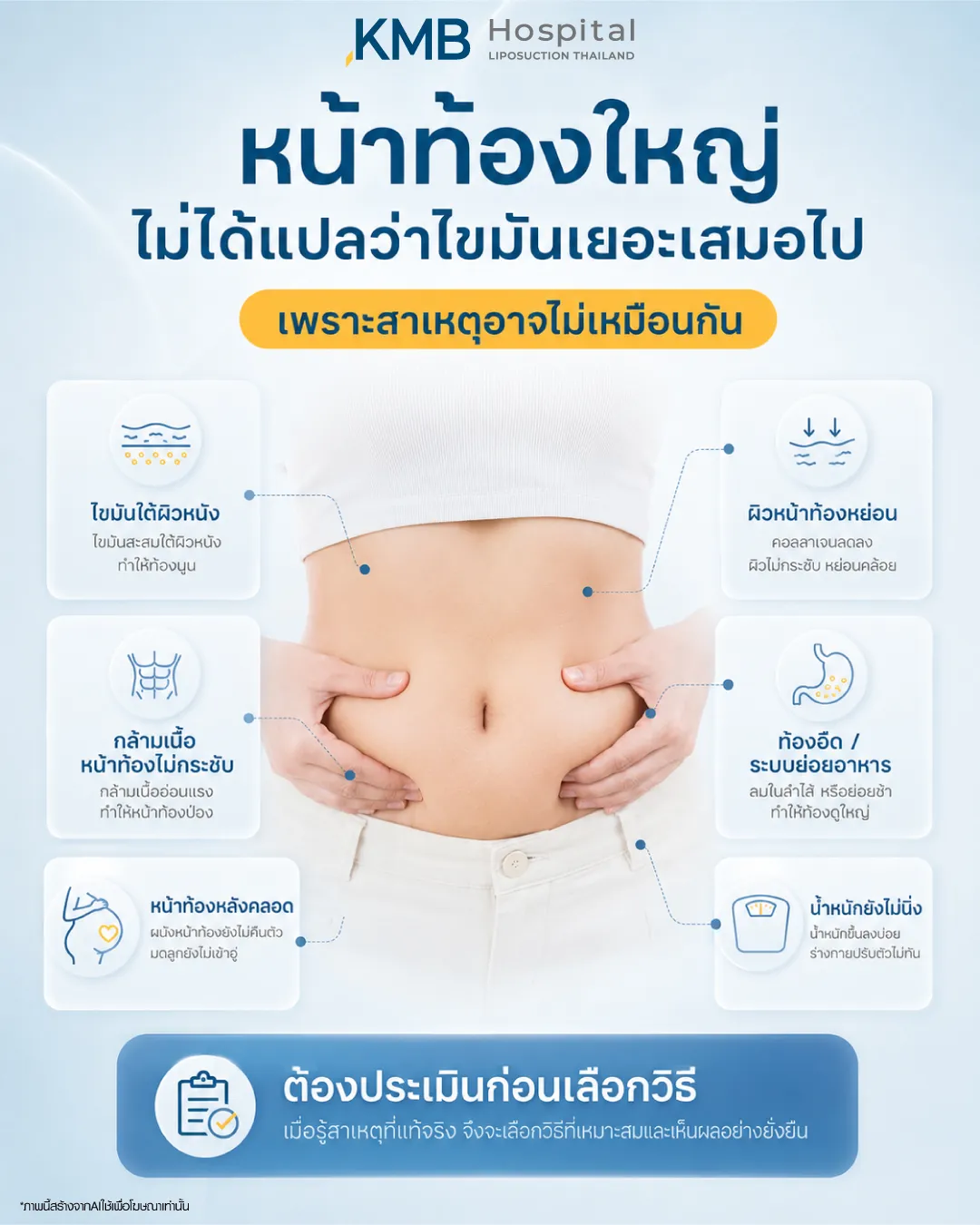 หน้าท้องใหญ่ ไม่ได้แปลว่าไขมันเยอะเสมอไป ต้องประเมินสาเหตุ