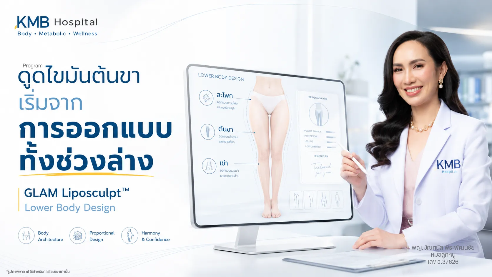 หมอลูกหนูวิเคราะห์ช่วงล่างก่อนดูดไขมันต้นขาแบบ GLAM Liposculpt™