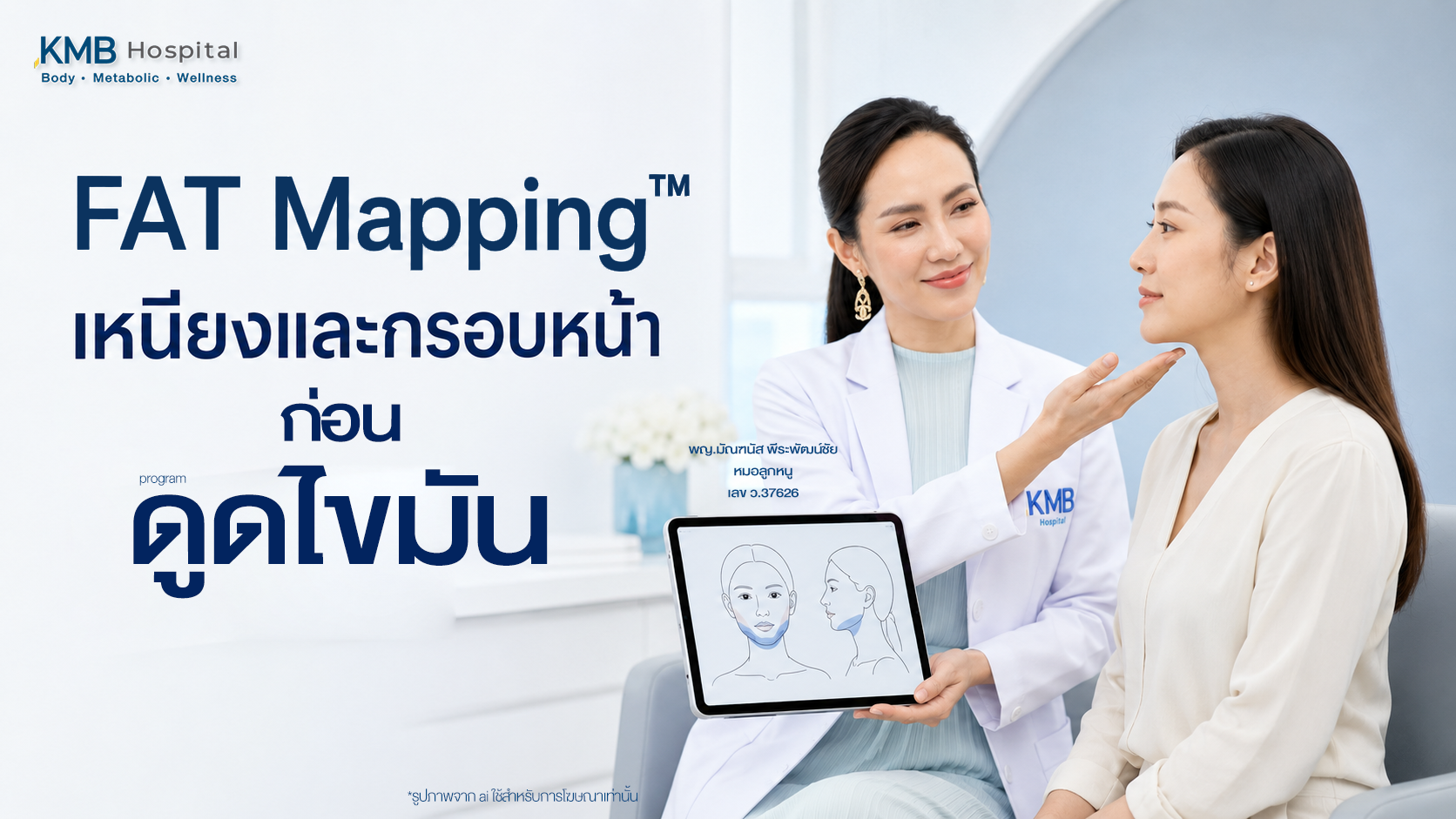 หมอลูกหนูประเมินเหนียงและกรอบหน้าด้วย FAT Mapping™ ก่อนดูดไขมัน