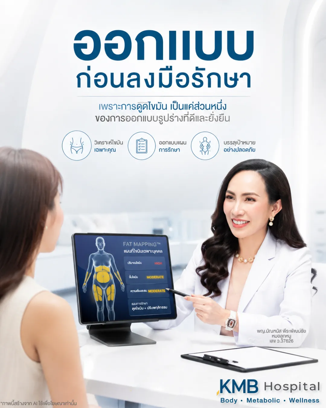 แพทย์อธิบายการออกแบบรูปร่างก่อนดูดไขมันจากข้อมูล FAT Mapping™
