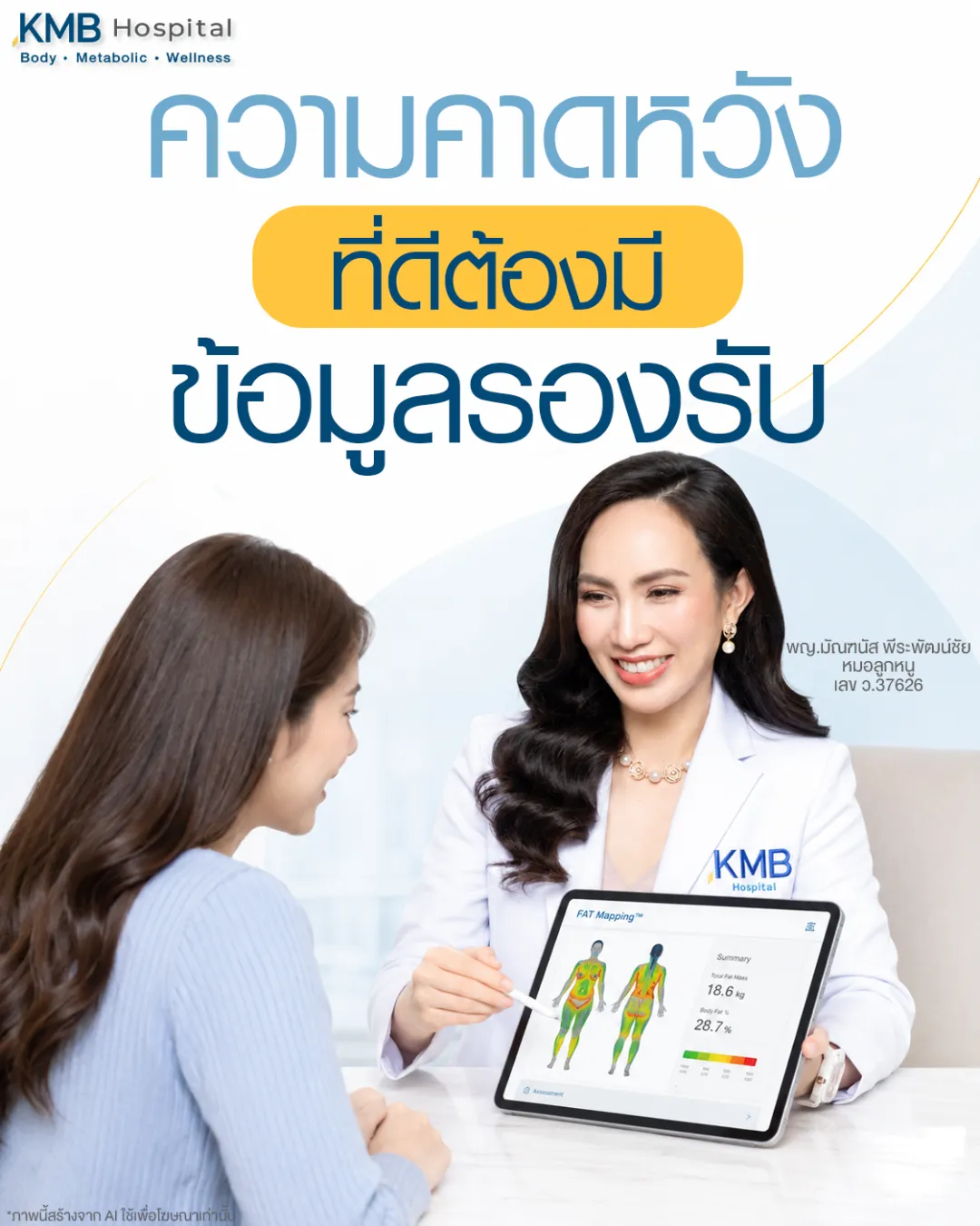 แพทย์และผู้รับบริการร่วมกันกำหนดแผนดูดไขมันจากข้อมูล FAT Mapping™